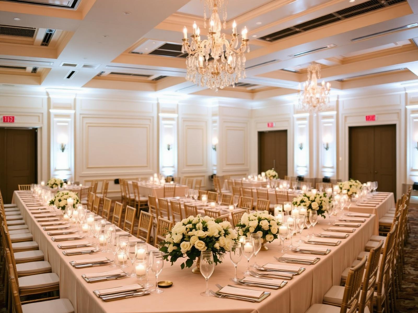 Elegant ballroom reception setup